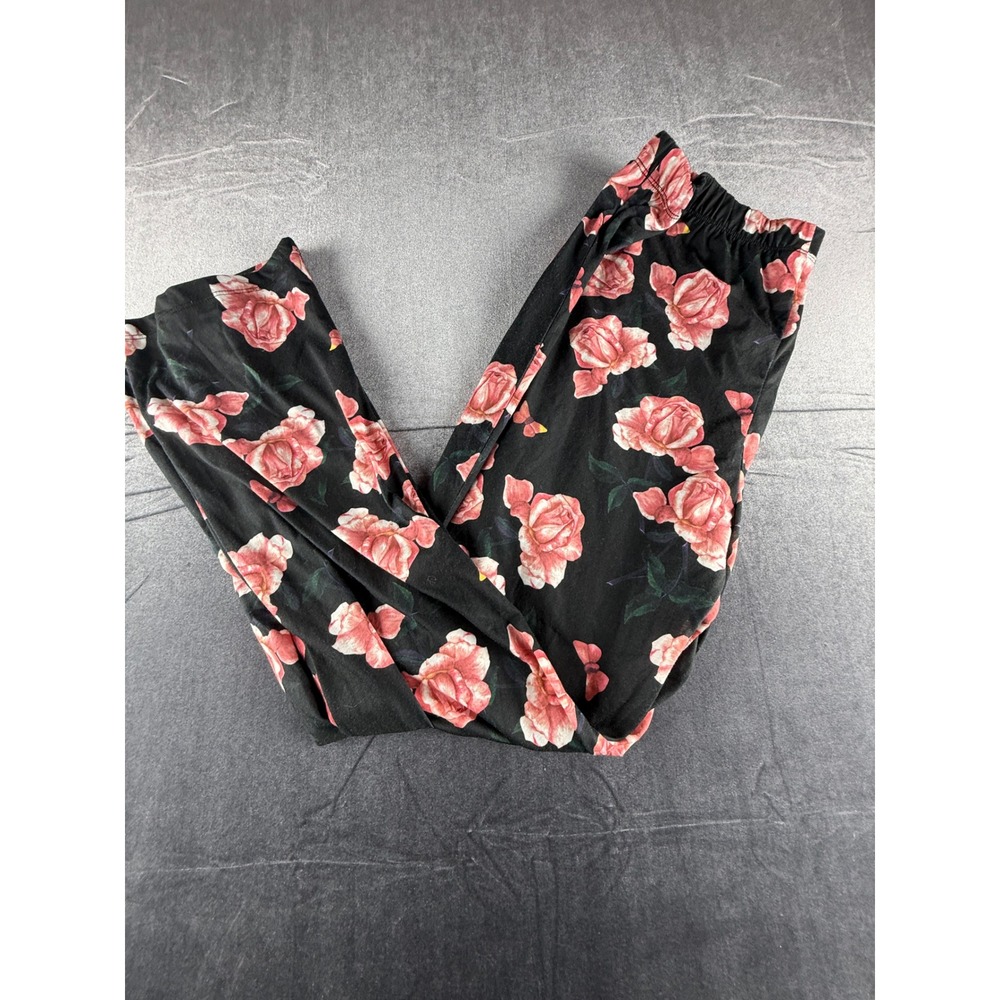 Topshop Womens Pink Rose Butterfly Print Pajama Pants Black Size US 10 NEW